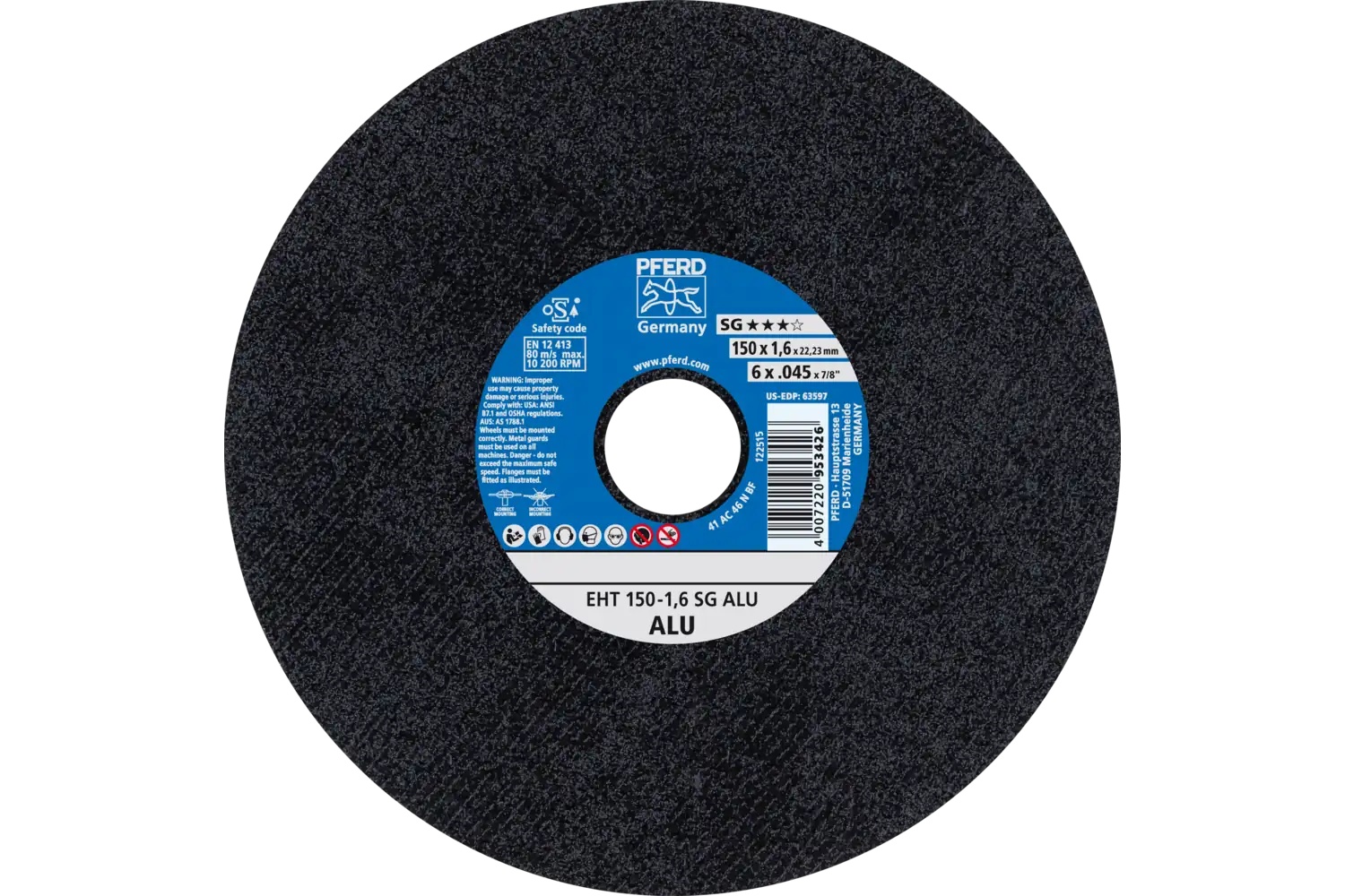 Picture of Pferd Cut-Off Wheel, 6" X .045 X 7/8, Sg Alu, T1, Aluminum Oxide